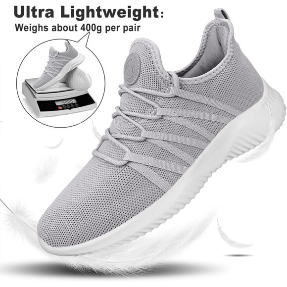 Men's Grey Breathable Lightweight Comfortable Non Slip Fashion Sneakers - Picture 5 of 6